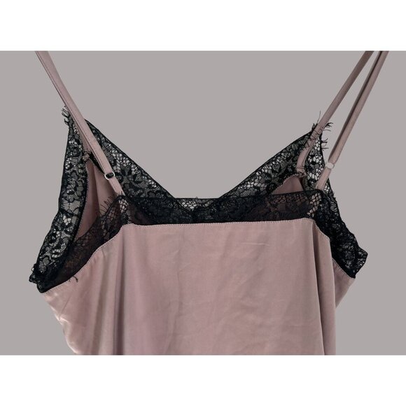 Magasin Du Nord Satin Lace Trim Night Gown Camisole Dress S Pink & Black - Picture 4 of 6